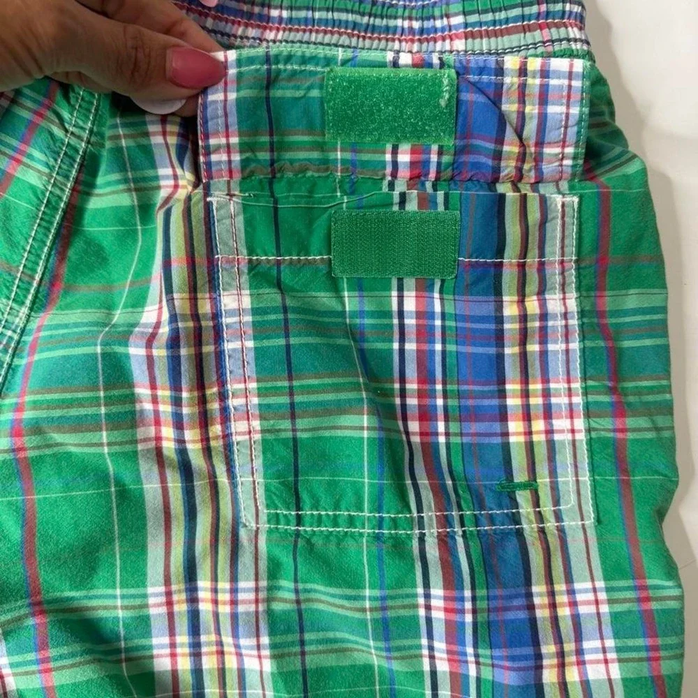 Polo Ralph Lauren Green Plaid Swim Trunks Shorts Men's Small Mesh Lined Preppy